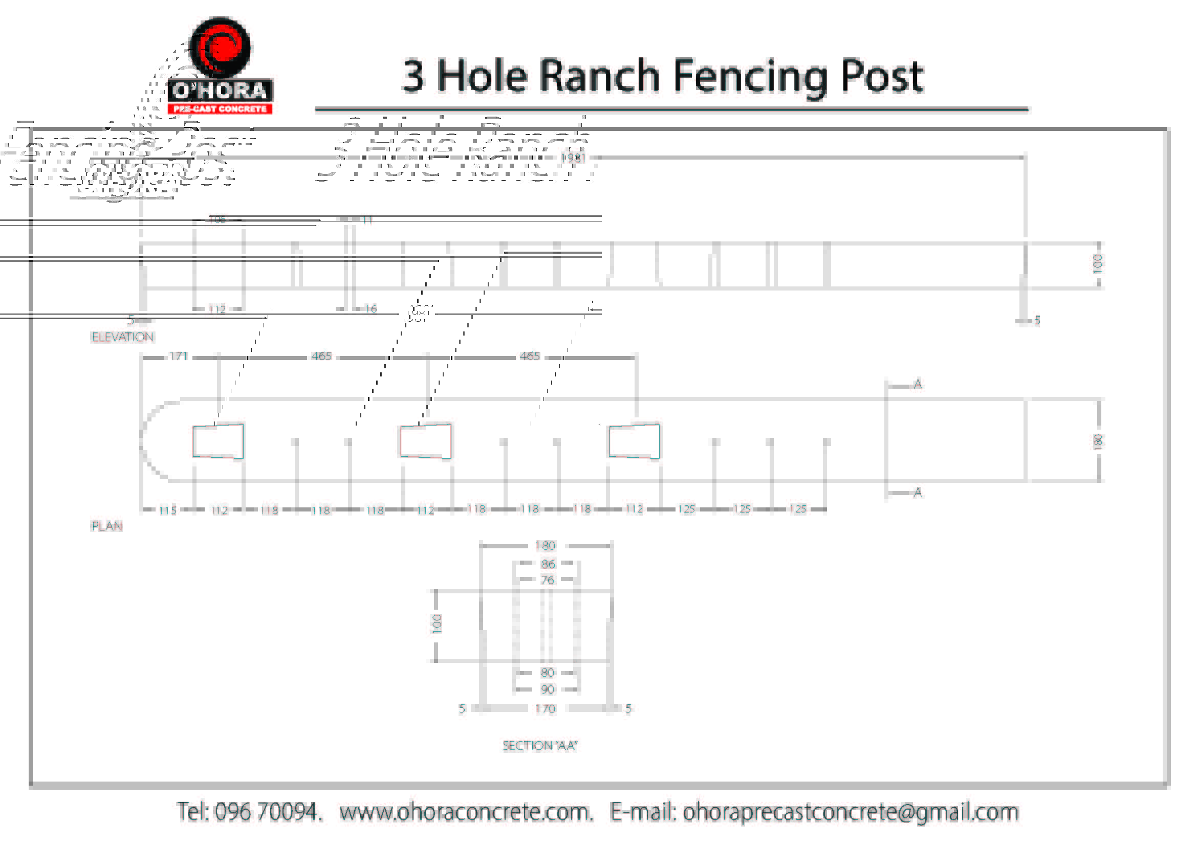 3 Hole Ranch Fencing Post