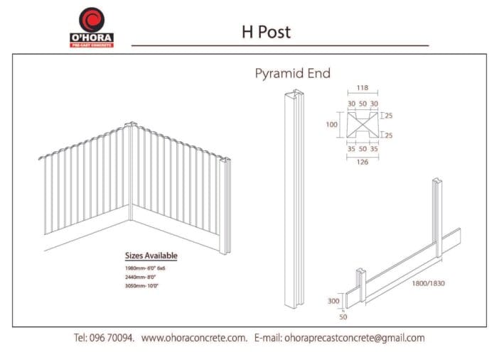 H Post Length Fencing - O' Hora Pre-Cast Concrete, Mayo, Sligo, West of Ireland